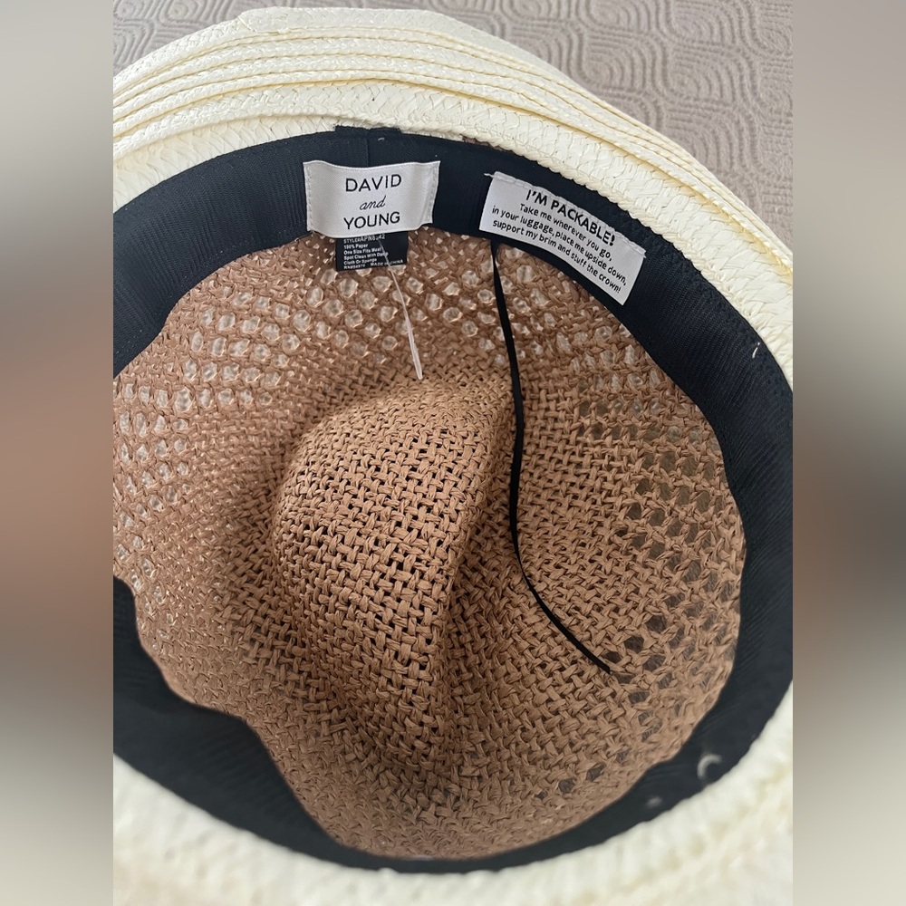 David and Young Brown and Cream Woven packable Sun Hat - Picture 4 of 6